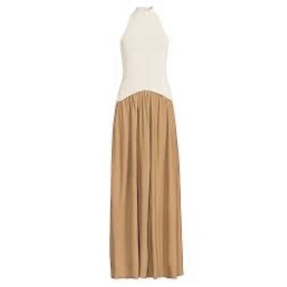 Solid & Striped 2025 Halter Soglio Dress Ecru Noir Dress, M, Natural Women USED